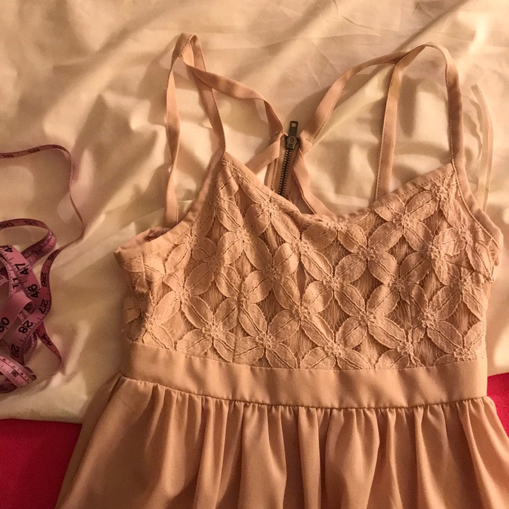Feminine Silky Lace Blush cage back dress